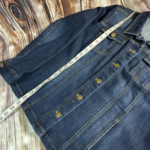 J Jill Womens Size Small Blue Jean Trucker Jacket Denim Coat Button Up Stretch - Picture 6 of 9
